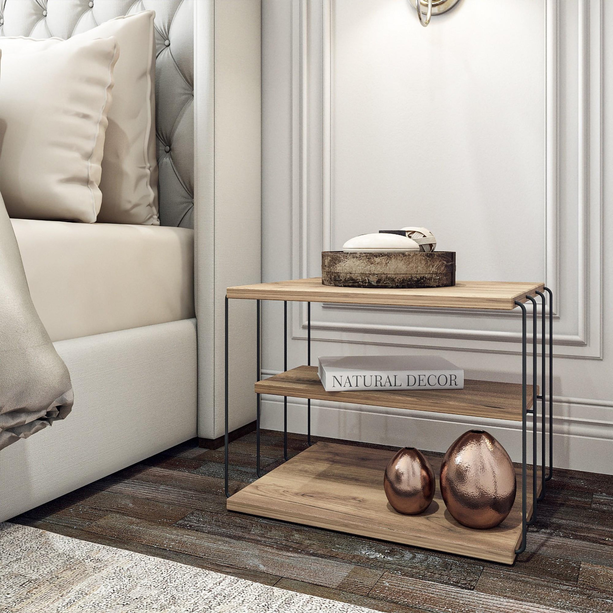 Voir la diapositive 2 : Habitat et Jardin Table d'appoint en bois  Lifon  - 50 x 40 x 33 cm - Marron