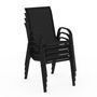 Voir la diapositive 4 : ID MARKET Lot de 4 chaises de jardin LYMA métal et textilène empilables noires