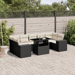 VIDAXL Salon de jardin 8 pcs avec coussins noir resine tressee