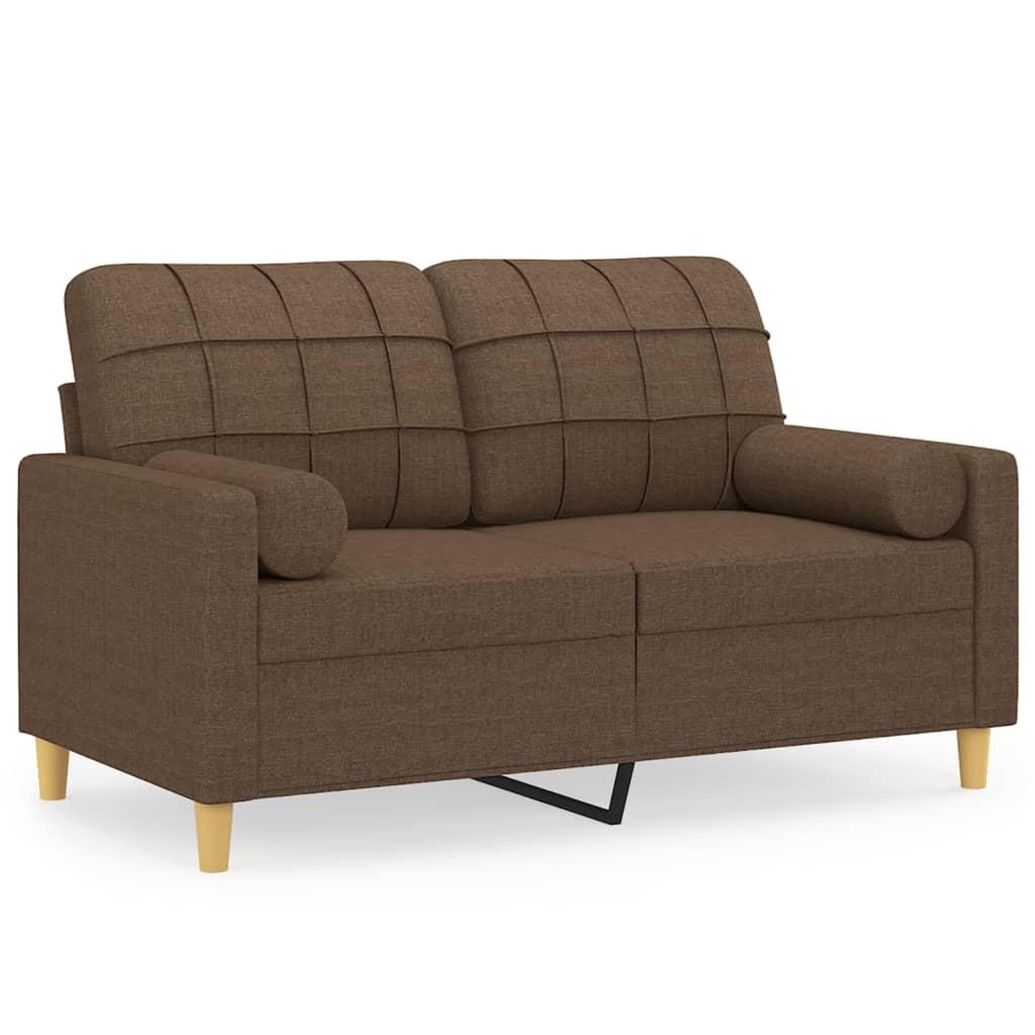 Voir la diapositive 2 : VIDAXL Canape 2 places avec oreillers decoratifs marron 120 cm tissu