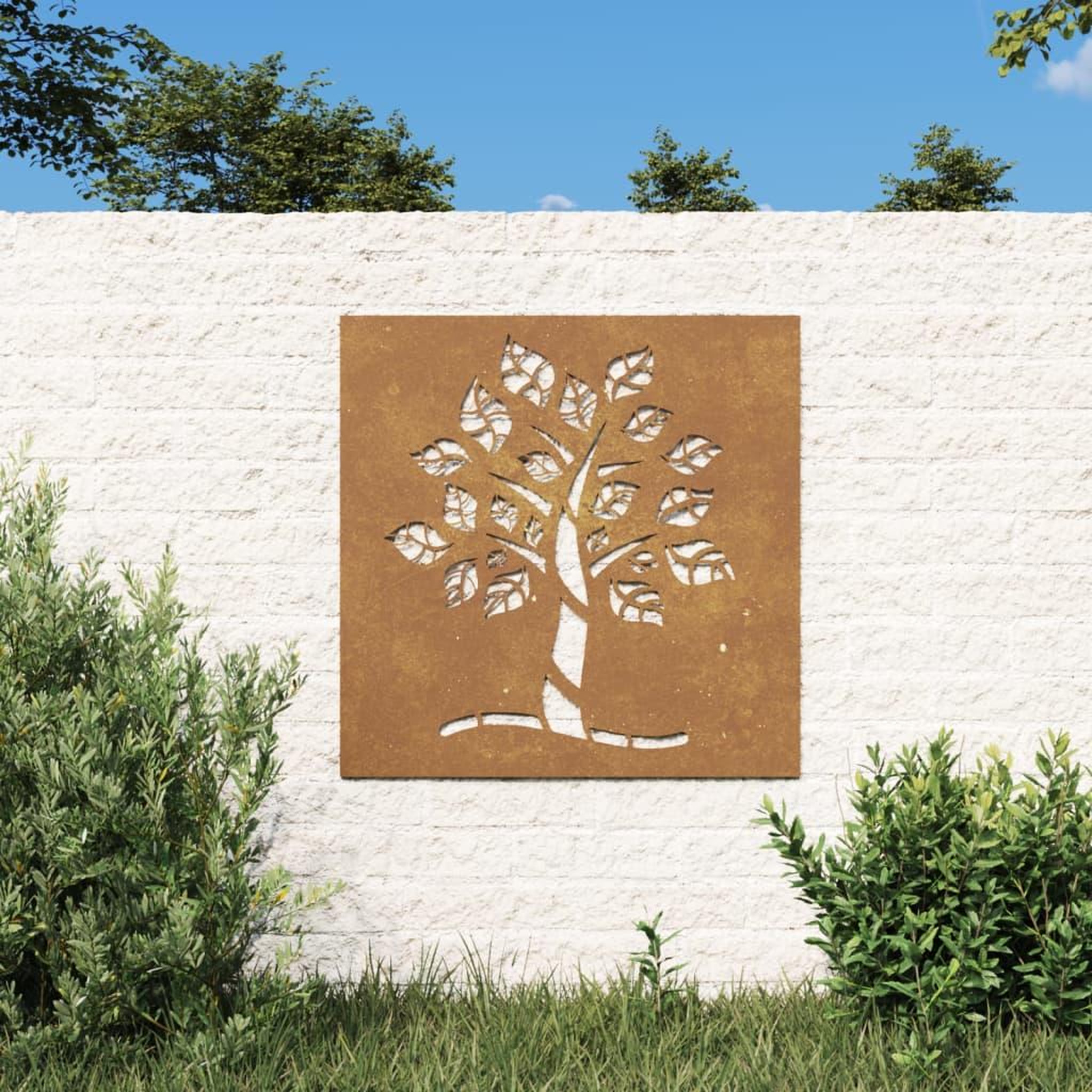 VIDAXL Decoration murale jardin 55x55 cm acier corten design d'arbre