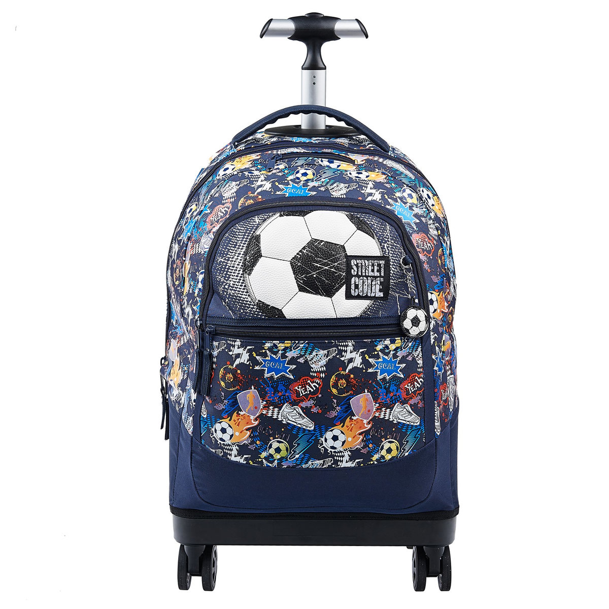 AUCHAN Sac à dos à roulettes polyester multicolore FOOTBALL STREET CODE