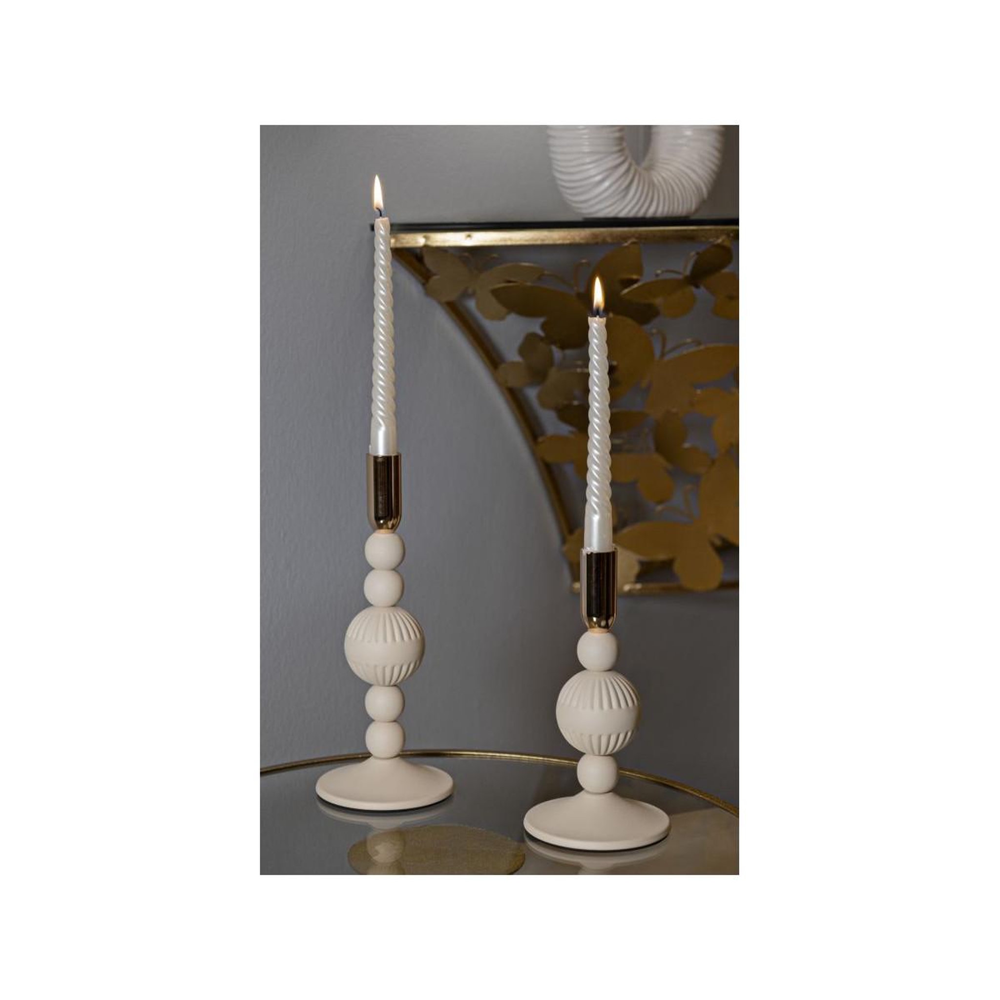 Voir la diapositive 4 : Paris Prix Lot de 2 chandeliers  aster  25cm crème & or
