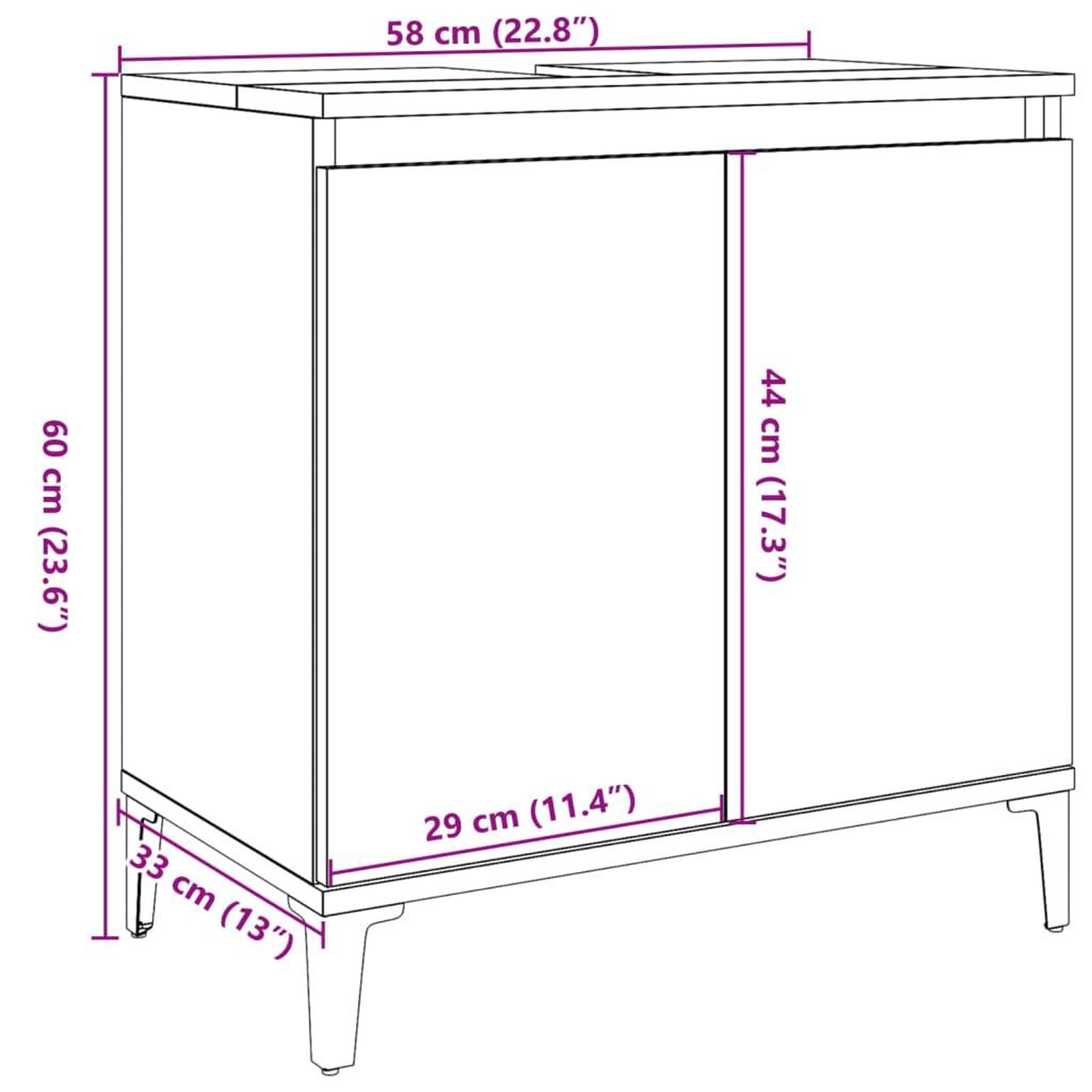 Voir la diapositive 6 : VIDAXL Armoire d'evier vieux bois 58x33x60 cm bois d'ingenierie