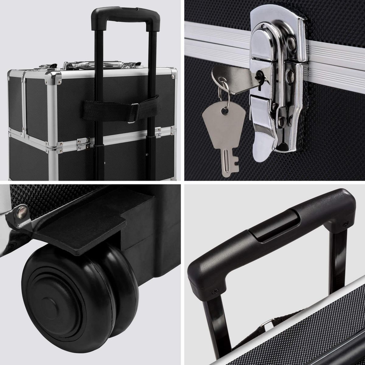 tectake Vanity de maquillage 3-en-1 avec revêtement intérieur en velours noir