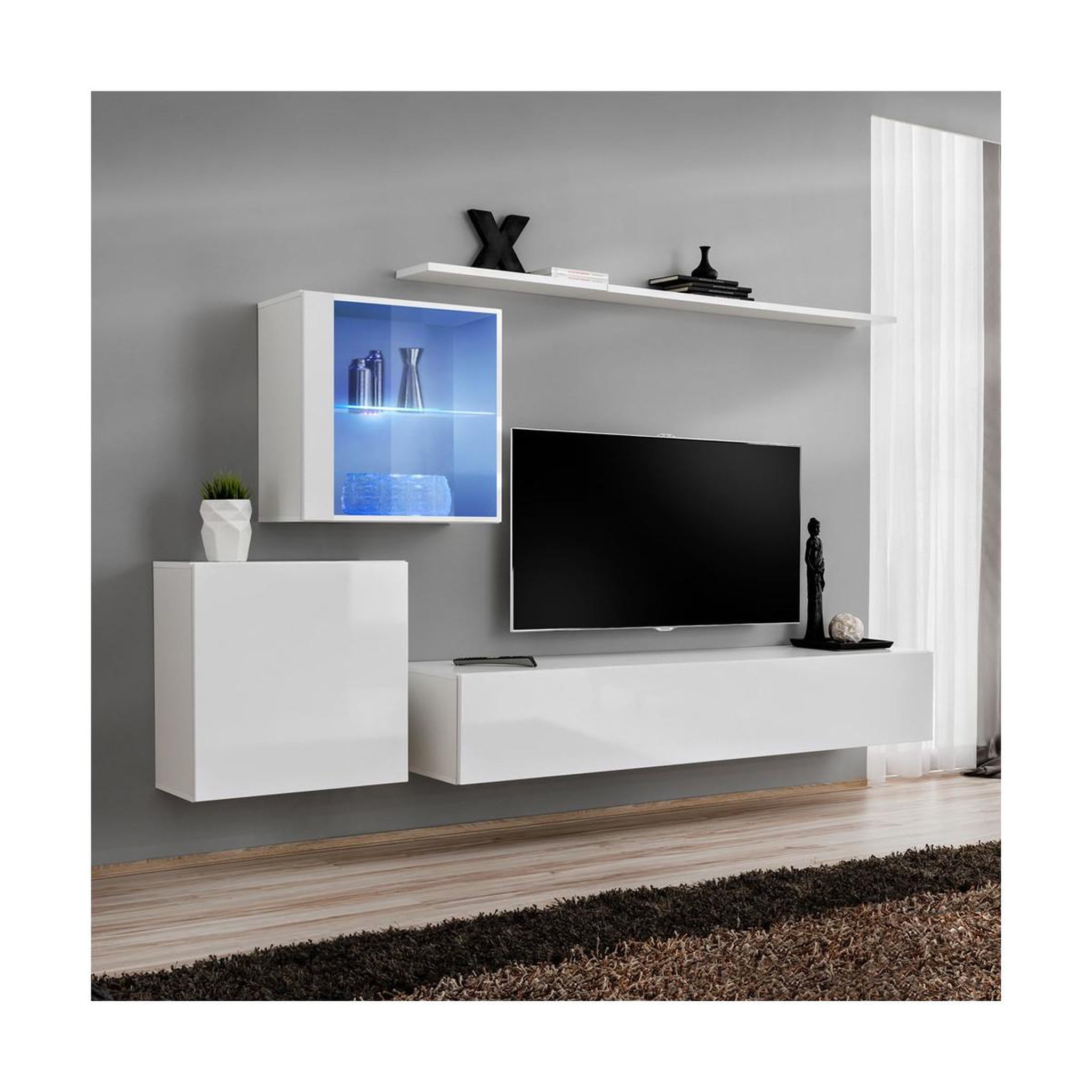 Paris Prix Meuble tv mural design  switch xv  260cm blanc