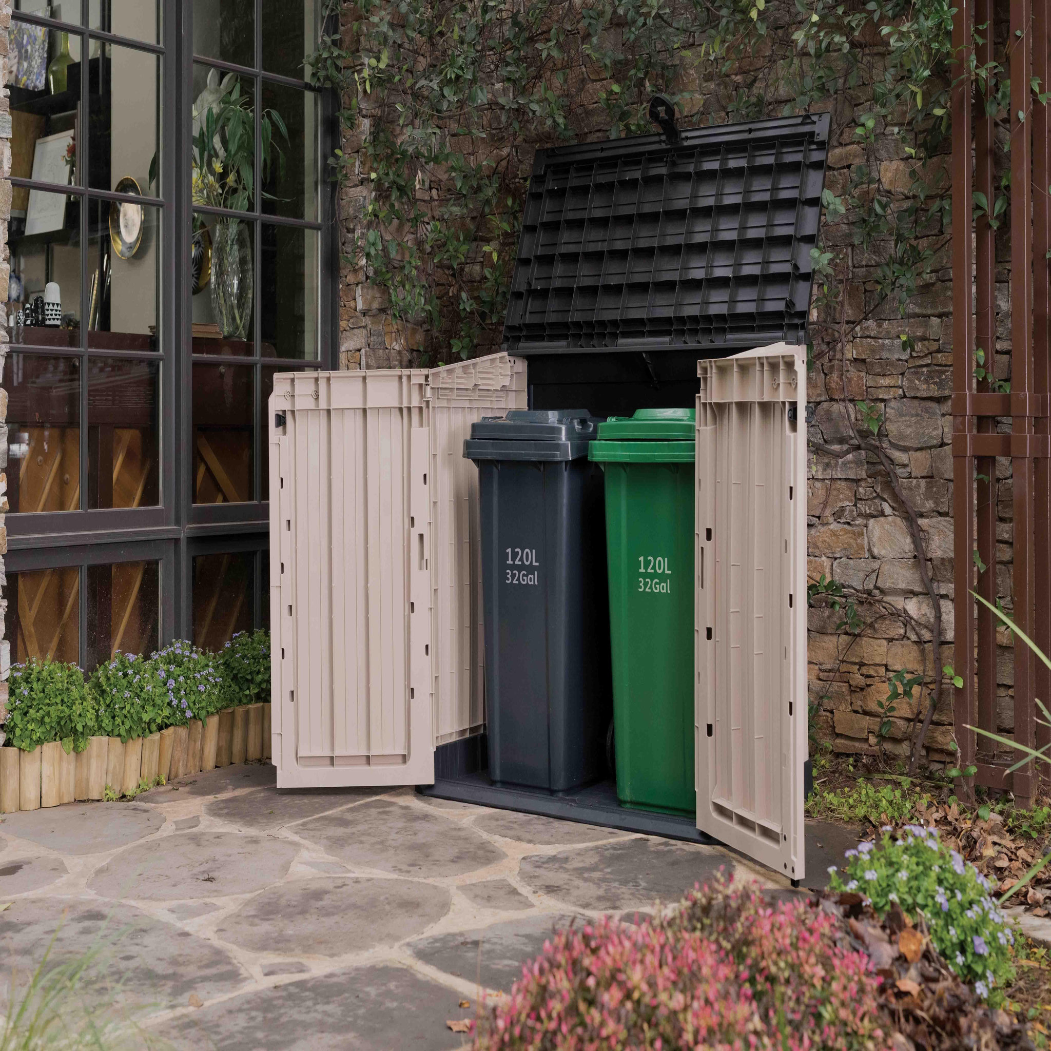 Voir la diapositive 2 : KETER Coffre de jardin multifonction en résine Calama