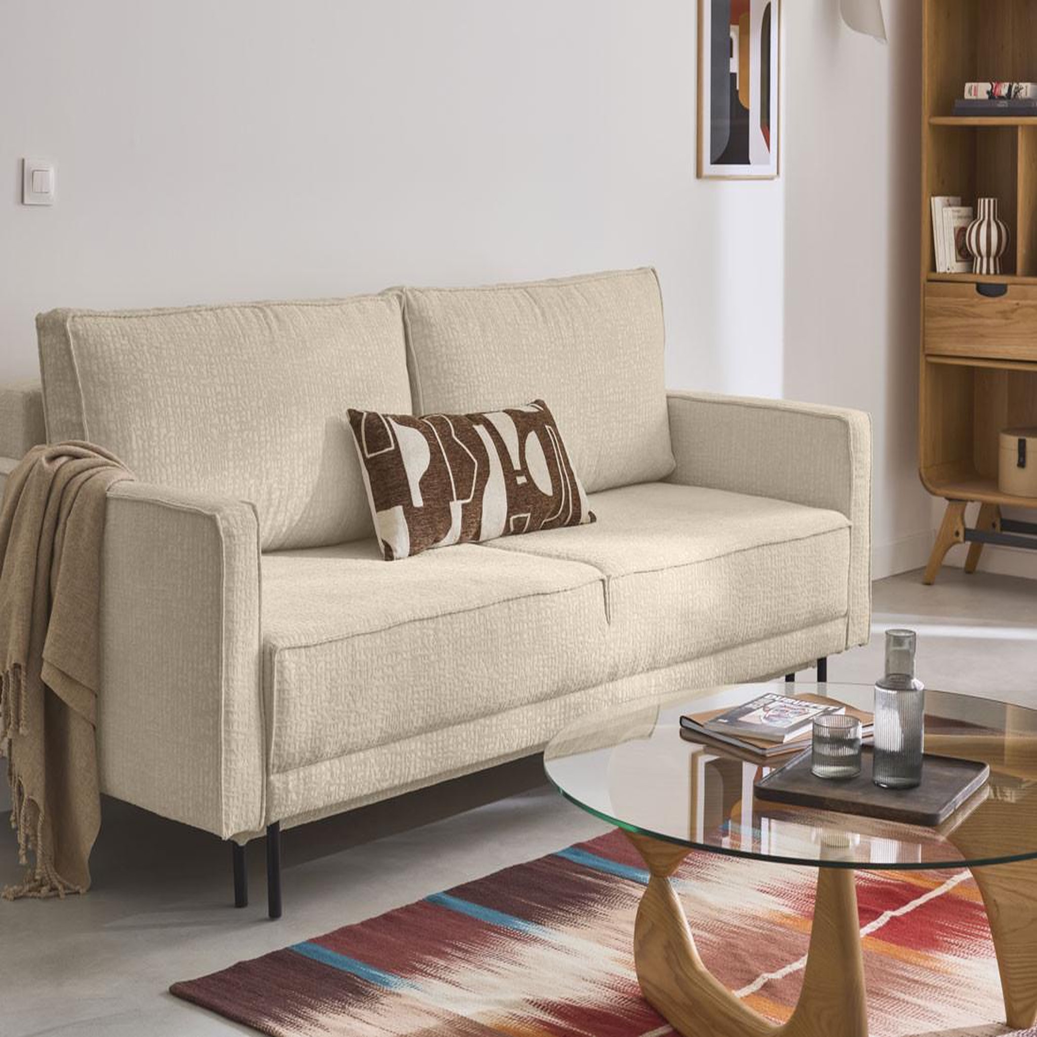 Voir la diapositive 1 : LISA DESIGN Charlie - canapé droit 3 places - convertible avec coffre - en tissu velours relief