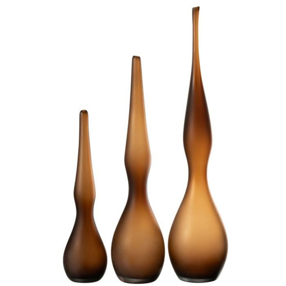 Paris Prix Lot de 3 Vases en Verre  Yoko  64cm Marron