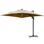 Voir la diapositive 1 : OUTSUNNY Parasol déporté carré parasol LED inclinable pivotant 360° manivelle piètement acier dim. 3L x 3l x 2,66H m beige