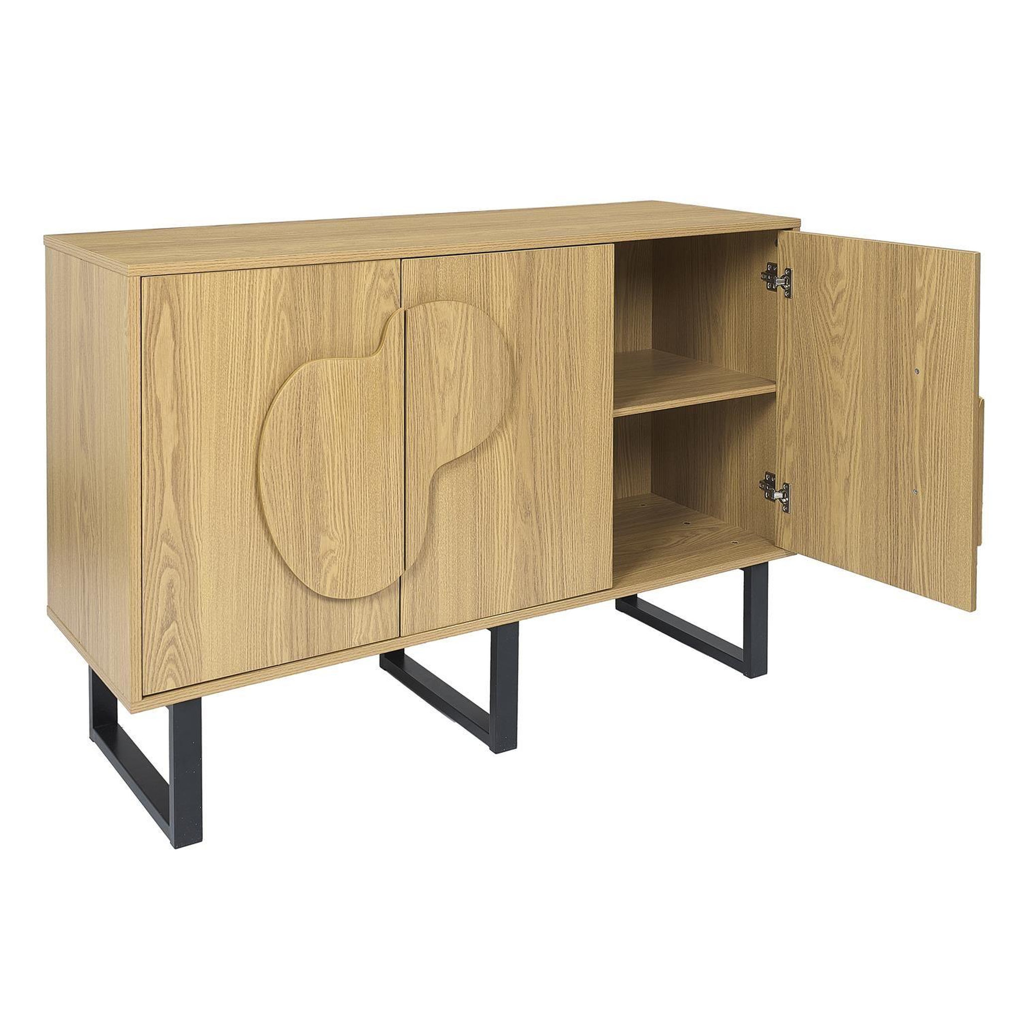 Voir la diapositive 4 : The Home Deco Factory Buffet 3 portes en bois calypso - marron