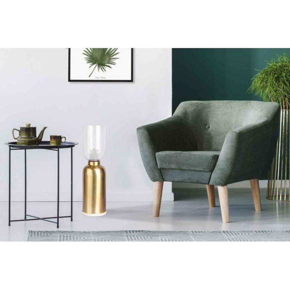 Paris Prix Bougeoir de Sol Rond Design  Shyam  63cm Or