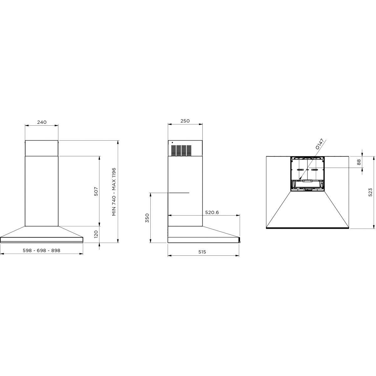 De Dietrich Hotte décorative murale DHP2662BX AutoBoost