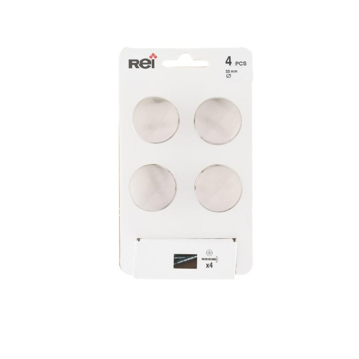 CENTRALE BRICO Lot de 4 boutons de meuble Rond zamak brossé H.27 x l.33 x P.33 mm