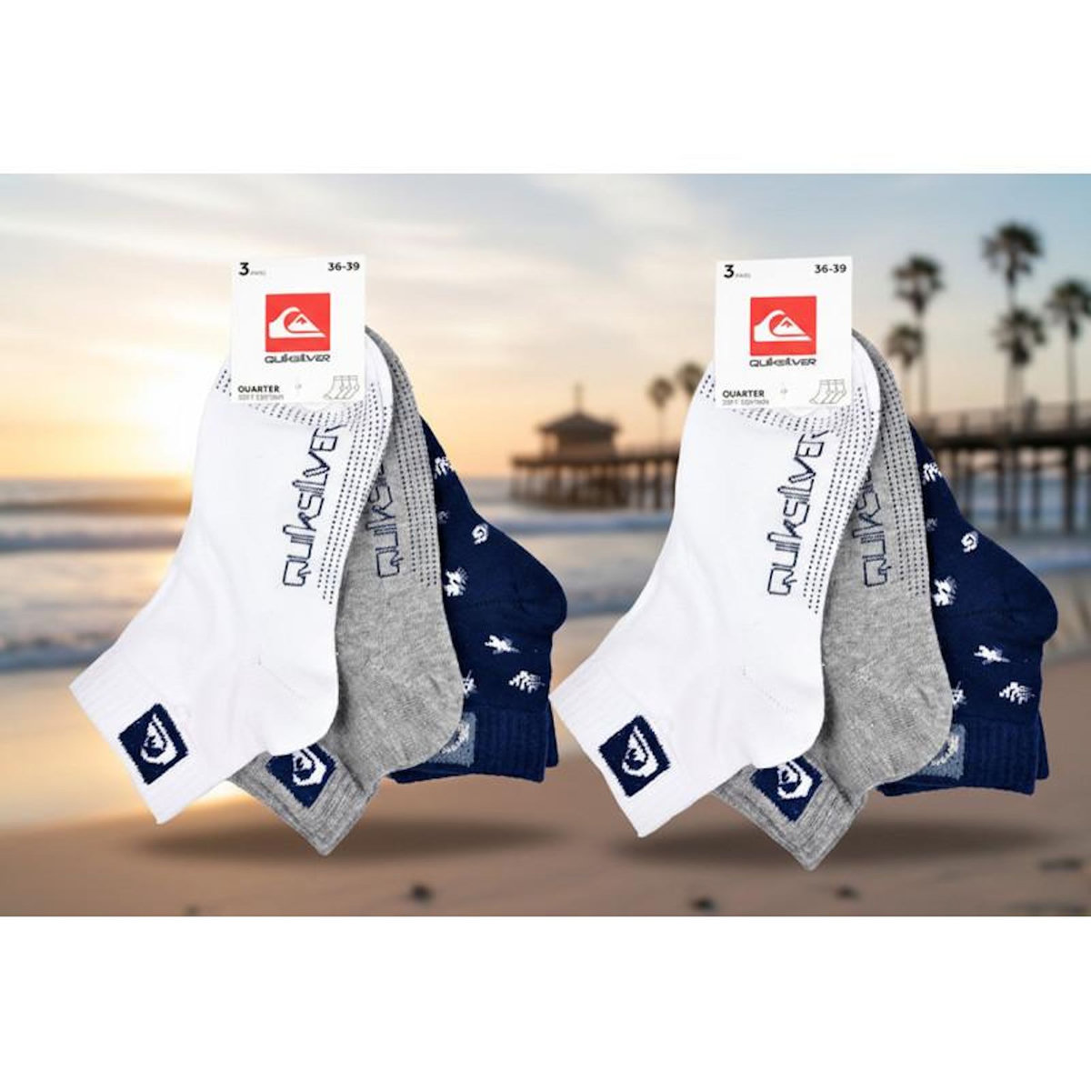 QUIKSILVER Quiksilver Pack de Chaussettes Enfant QUARTER – Lot 6 Paires Sport