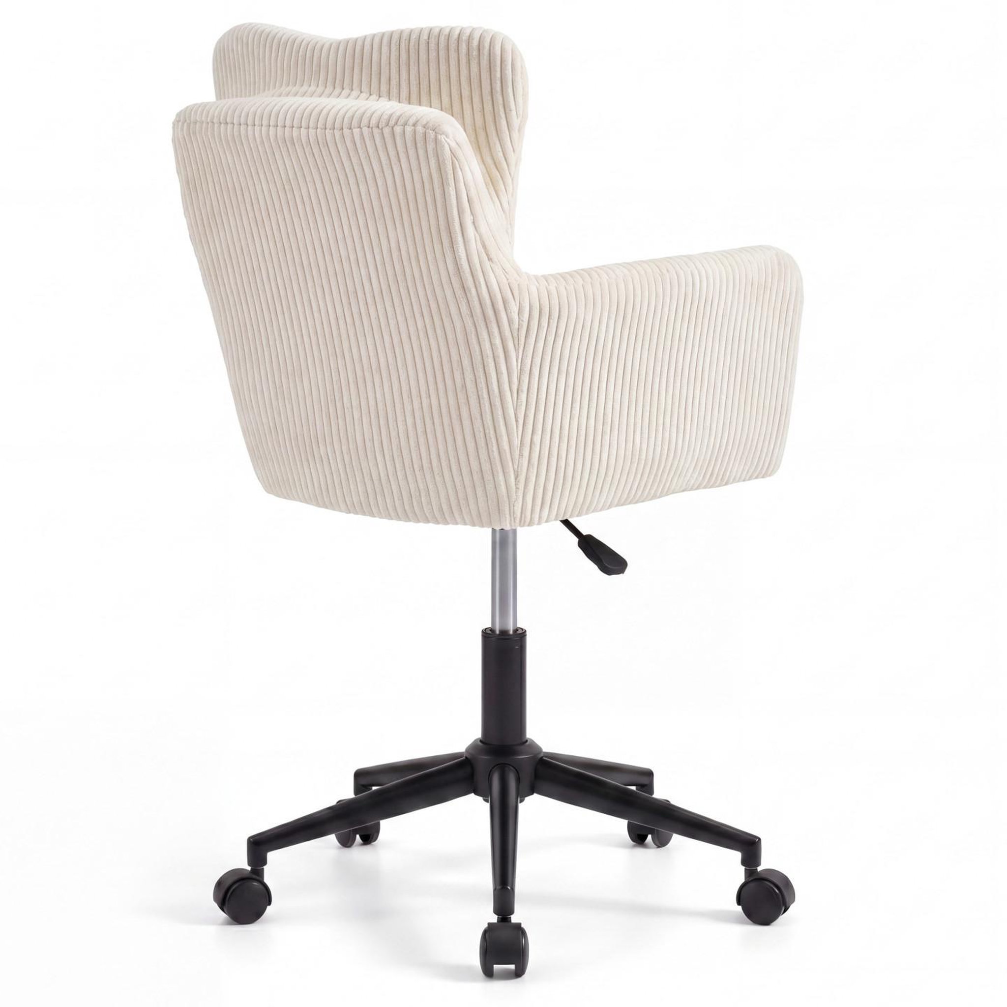 Voir la diapositive 4 : ID MARKET Chaise de bureau zack en velours côtelé beige avec coussin pivotante et hauteur réglable à roulettes