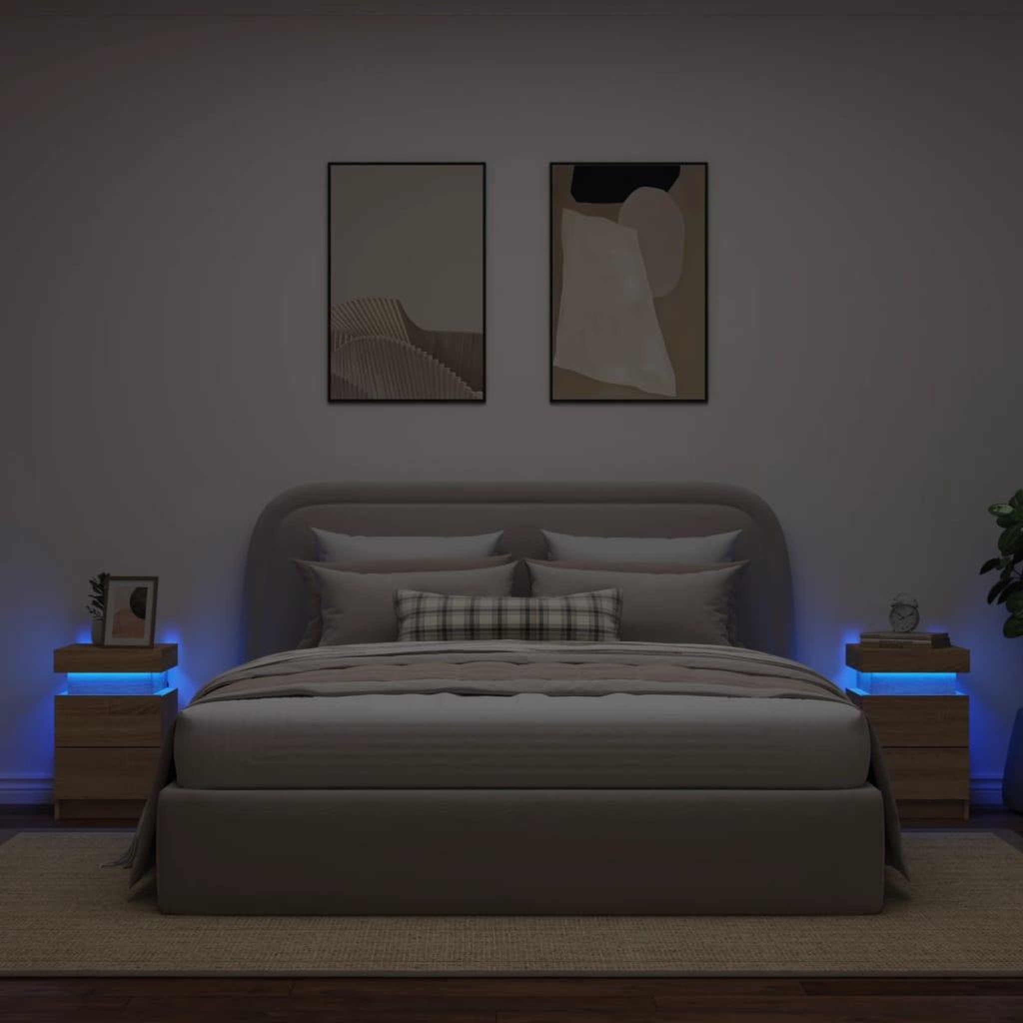 Voir la diapositive 4 : VIDAXL Tables de chevet et lumieres LED 2 pcs chene sonoma 35x39x55 cm