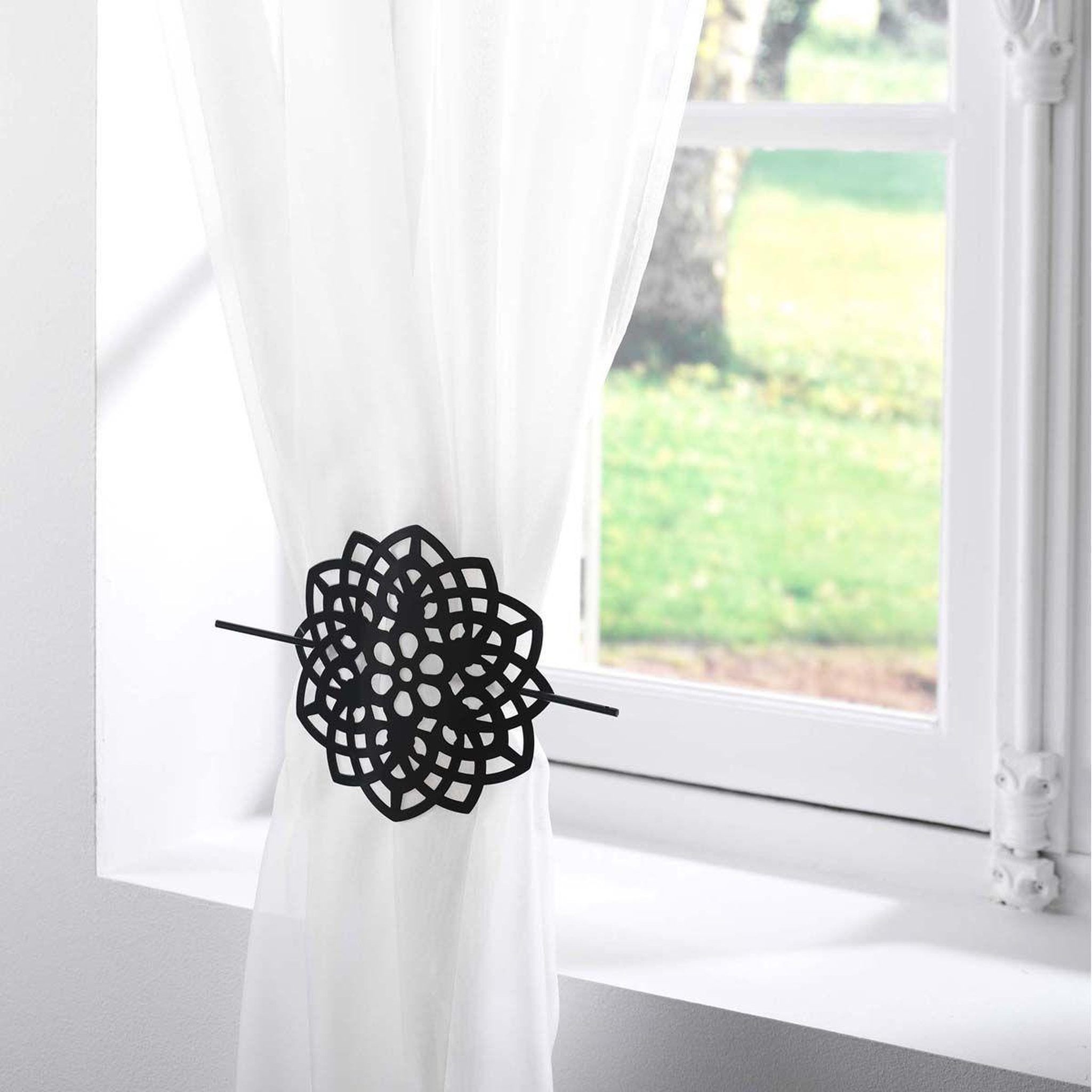 Voir la diapositive 2 : Douceur d'Intérieur Embrasse de rideau broche  rosae  17cm noir