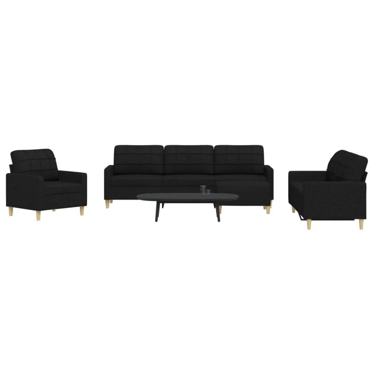 VIDAXL Ensemble de canapes 4 pcs avec repose-pied noir tissu