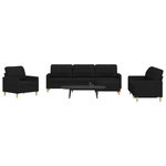 VIDAXL Ensemble de canapes 4 pcs avec repose-pied noir tissu