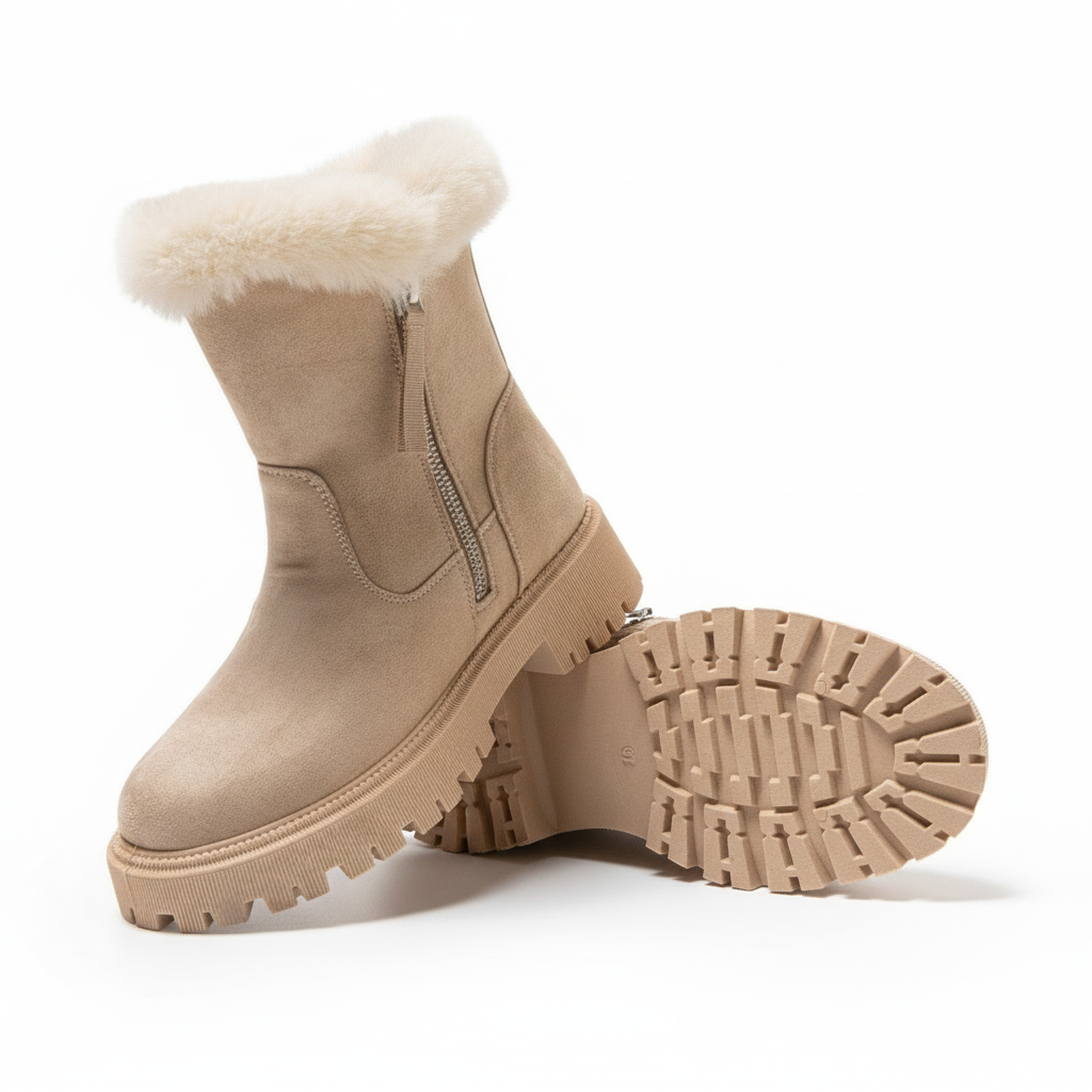 Voir la diapositive 3 : OZABI Ozabi bottines fourrées femme suédine zippée semelle crantée