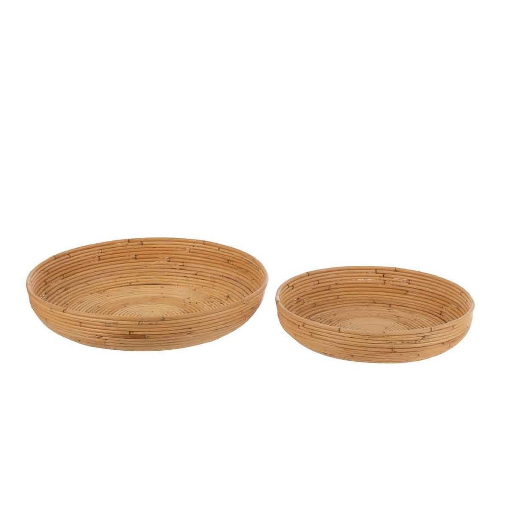 Voir la diapositive 2 : J-LINE Lot de 2 coupelles déco  rotin  50cm naturel