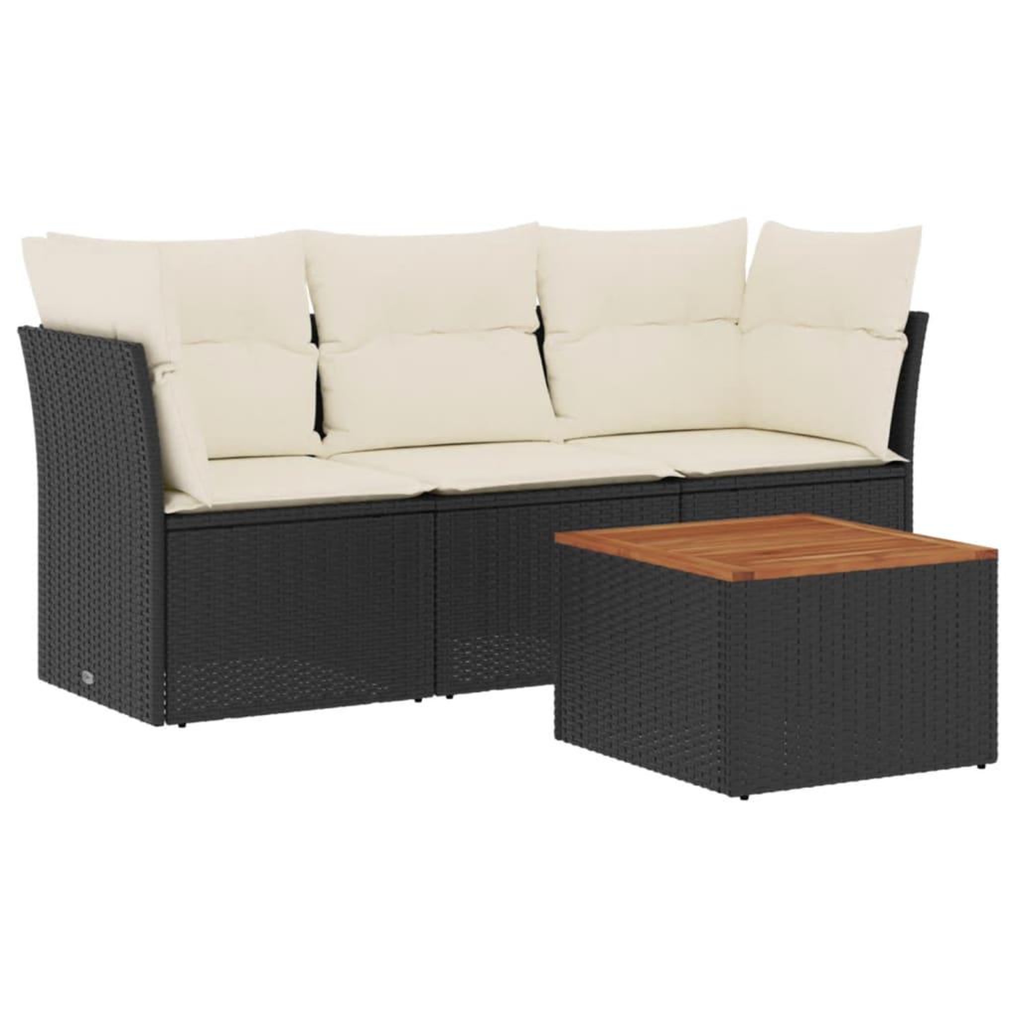 Voir la diapositive 2 : VIDAXL Salon de jardin 4 pcs avec coussins noir resine tressee