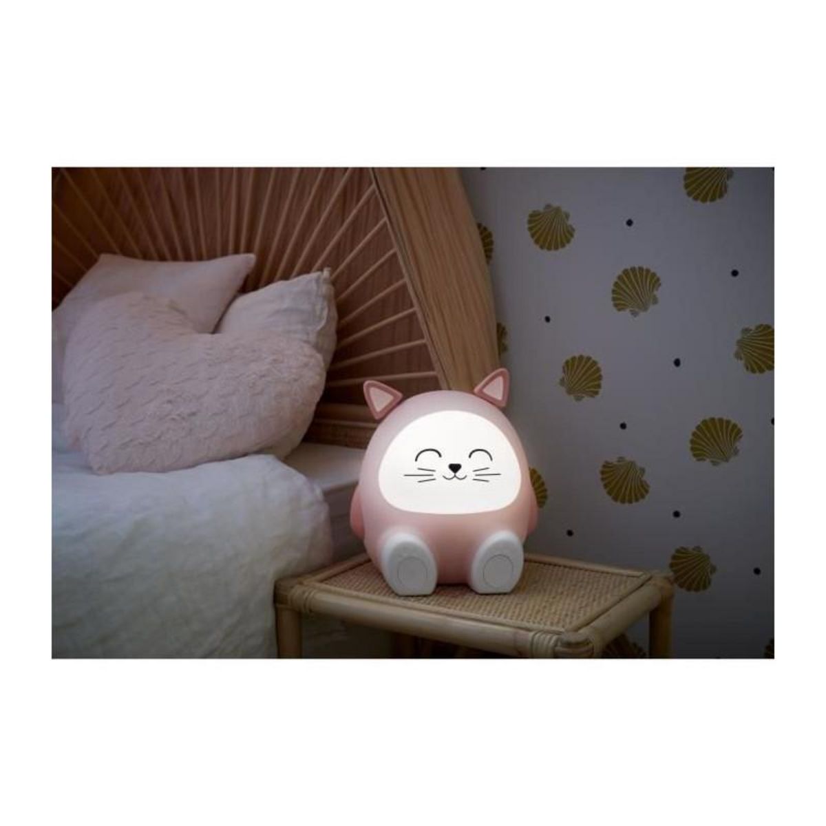 BIGBEN INTERACTIVE Enceinte lumineuse & veilleuse - BIGBEN - Chat - Bluetooth 5.0, 15W, Veilleuse réglable, Minuterie, Batterie USB-C