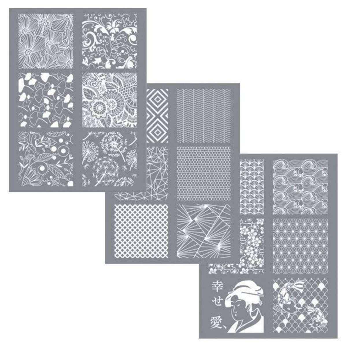 Graine créative 3 pochoirs à pâte polymère 11,4 x 15,3 cm