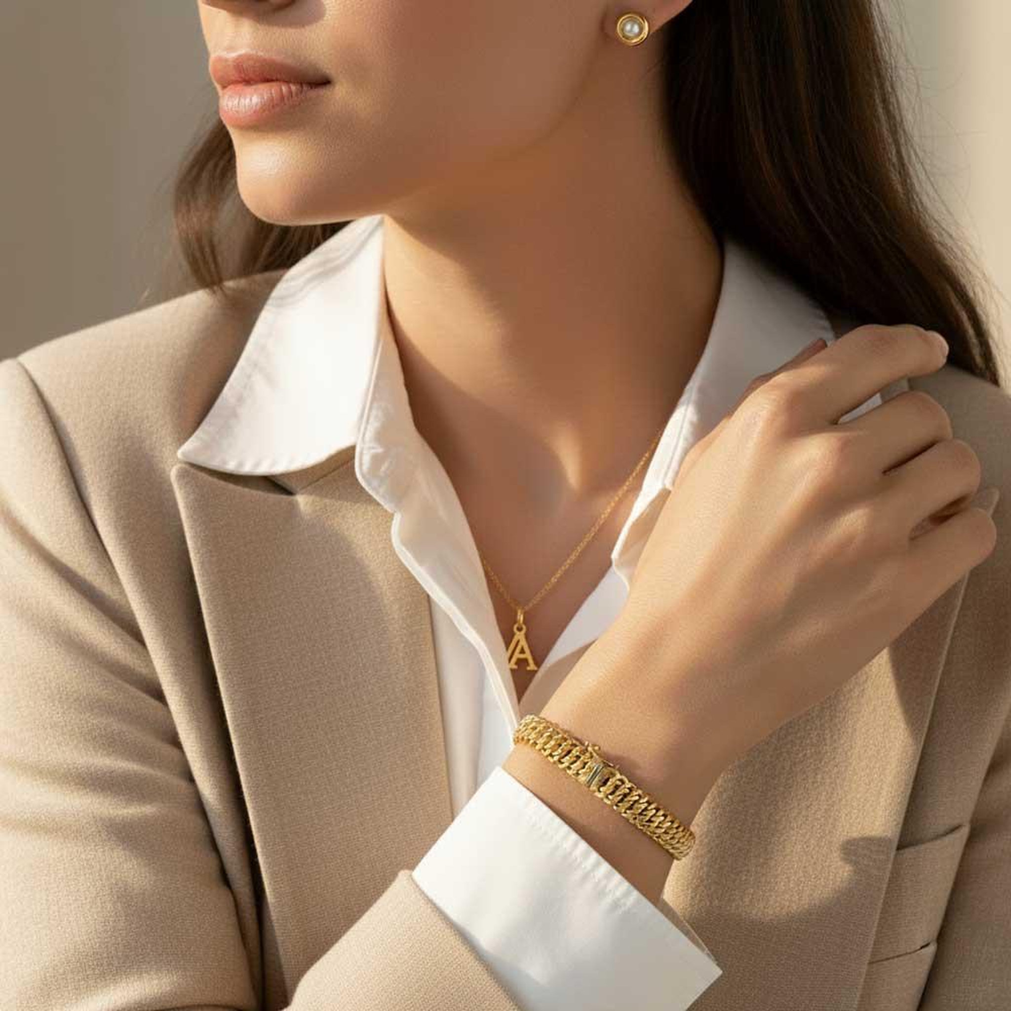Voir la diapositive 2 : L'ATELIER D'AZUR Bracelet Or 18 Carats 750/000 Jaune Maille Américaine - Femme 19cm