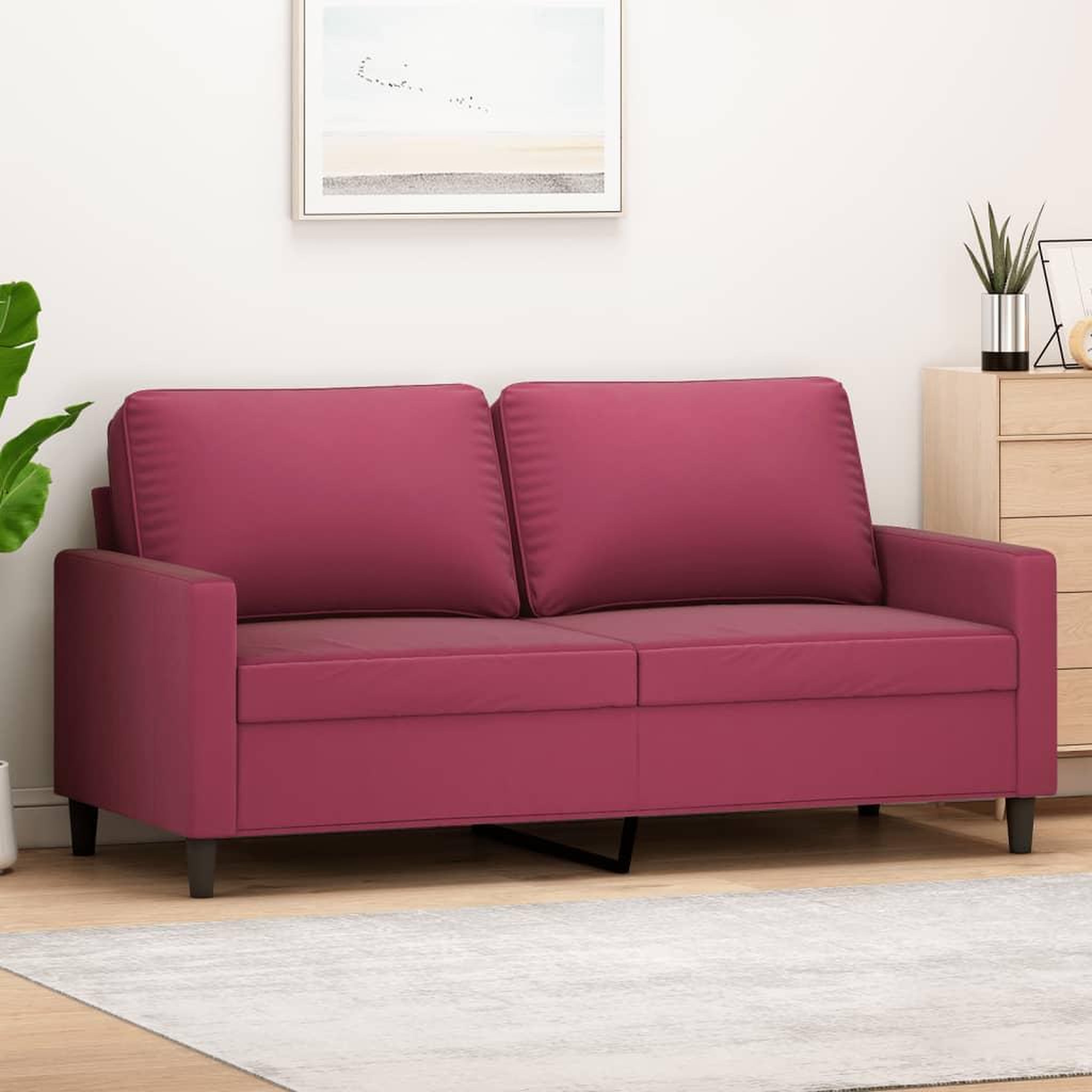 VIDAXL Canape a 2 places Rouge bordeaux 140 cm Velours