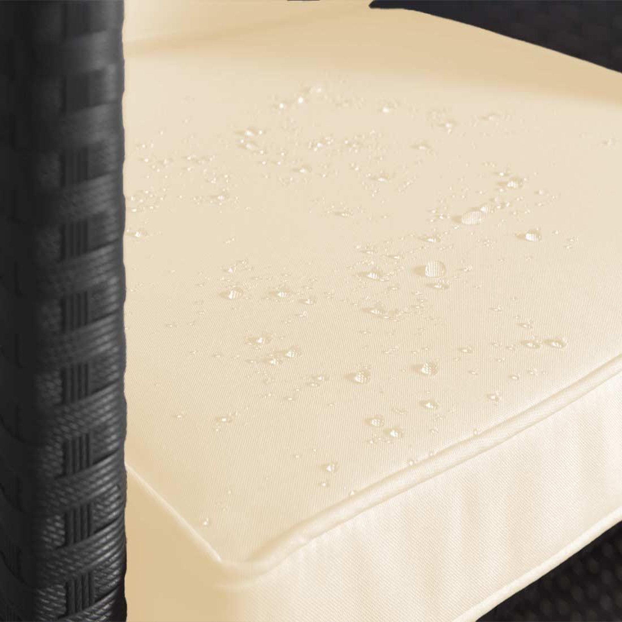 Voir la diapositive 4 : BEST MOBILIER Fira - salon de jardin encastrable 10 places - en résine tressée - noir avec coussins beiges + housse de protection