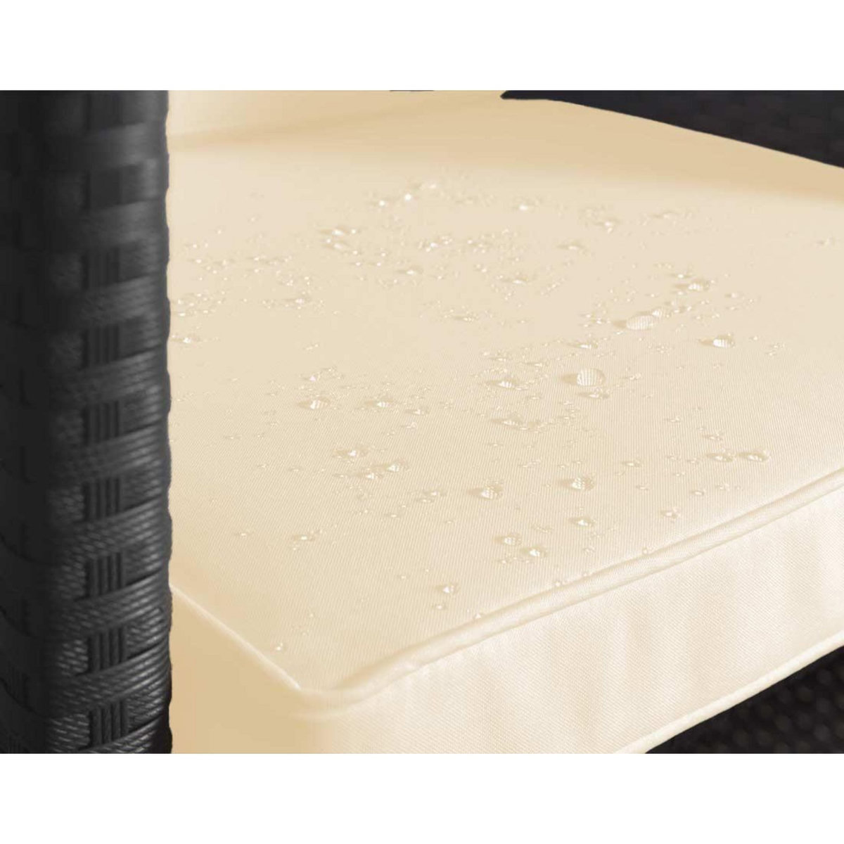 BEST MOBILIER Fira - salon de jardin encastrable 10 places - en résine tressée - noir avec coussins beiges + housse de protection