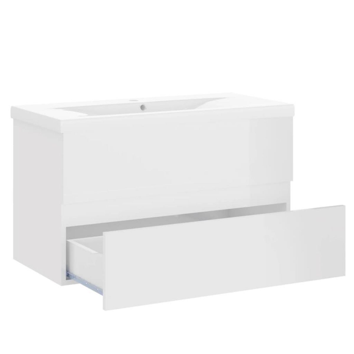 VIDAXL Armoire d'evier avec lavabo integre Blanc brillant Agglomere