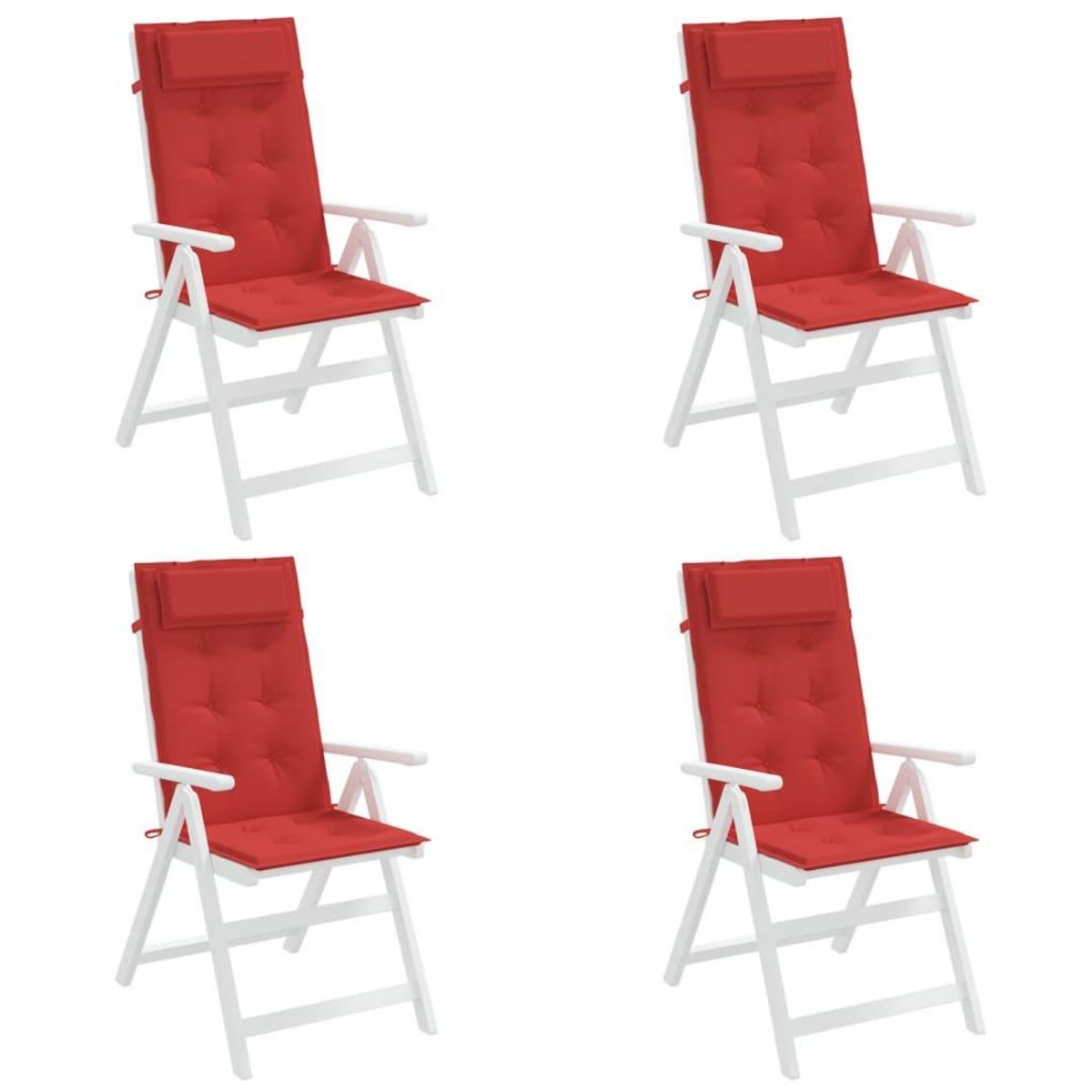 VIDAXL Coussins de chaise a dossier haut lot de 4 rouge tissu oxford