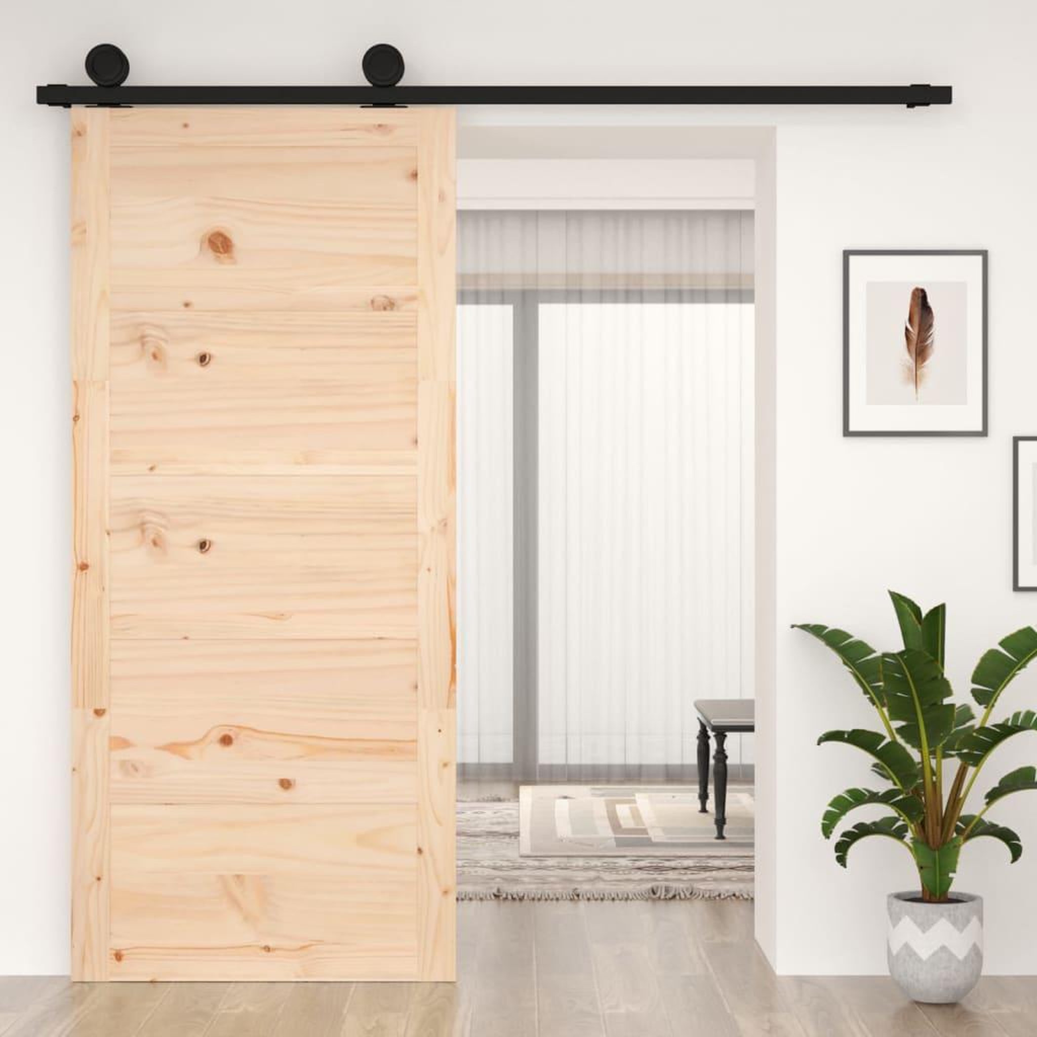 Voir la diapositive 1 : VIDAXL Porte de grange 90x1,8x204,5 cm Bois massif de pin