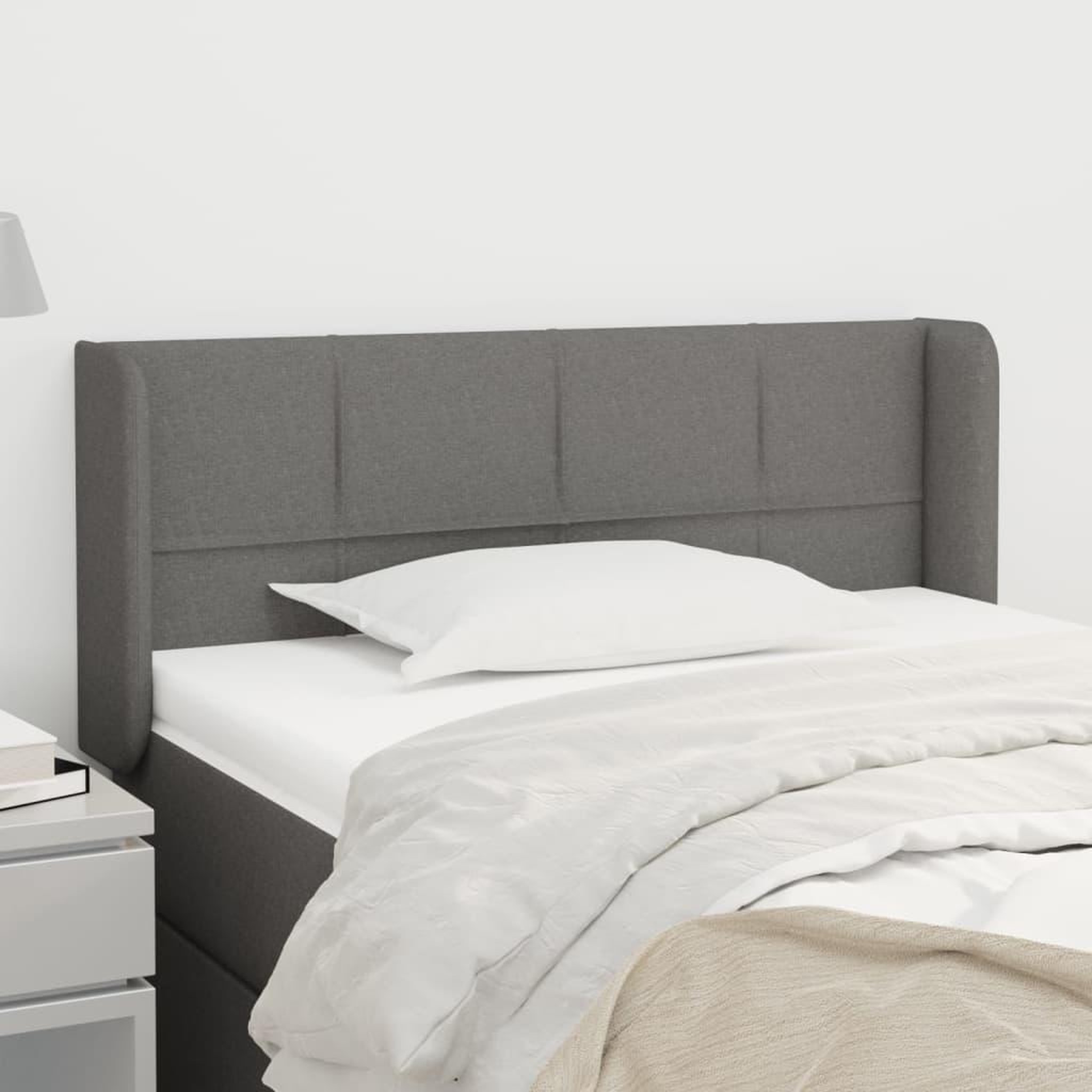 Voir la diapositive 1 : VIDAXL Tete de lit avec oreilles Gris fonce 93x16x78/88 cm Tissu