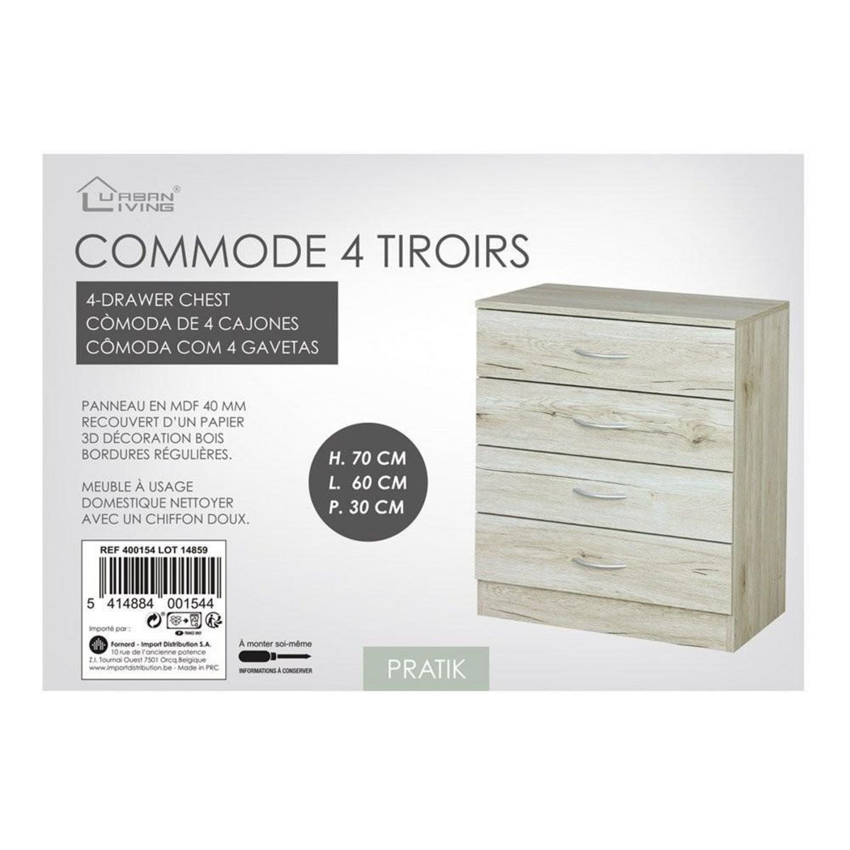 FORNORD Commode 4 tiroirs Pratik