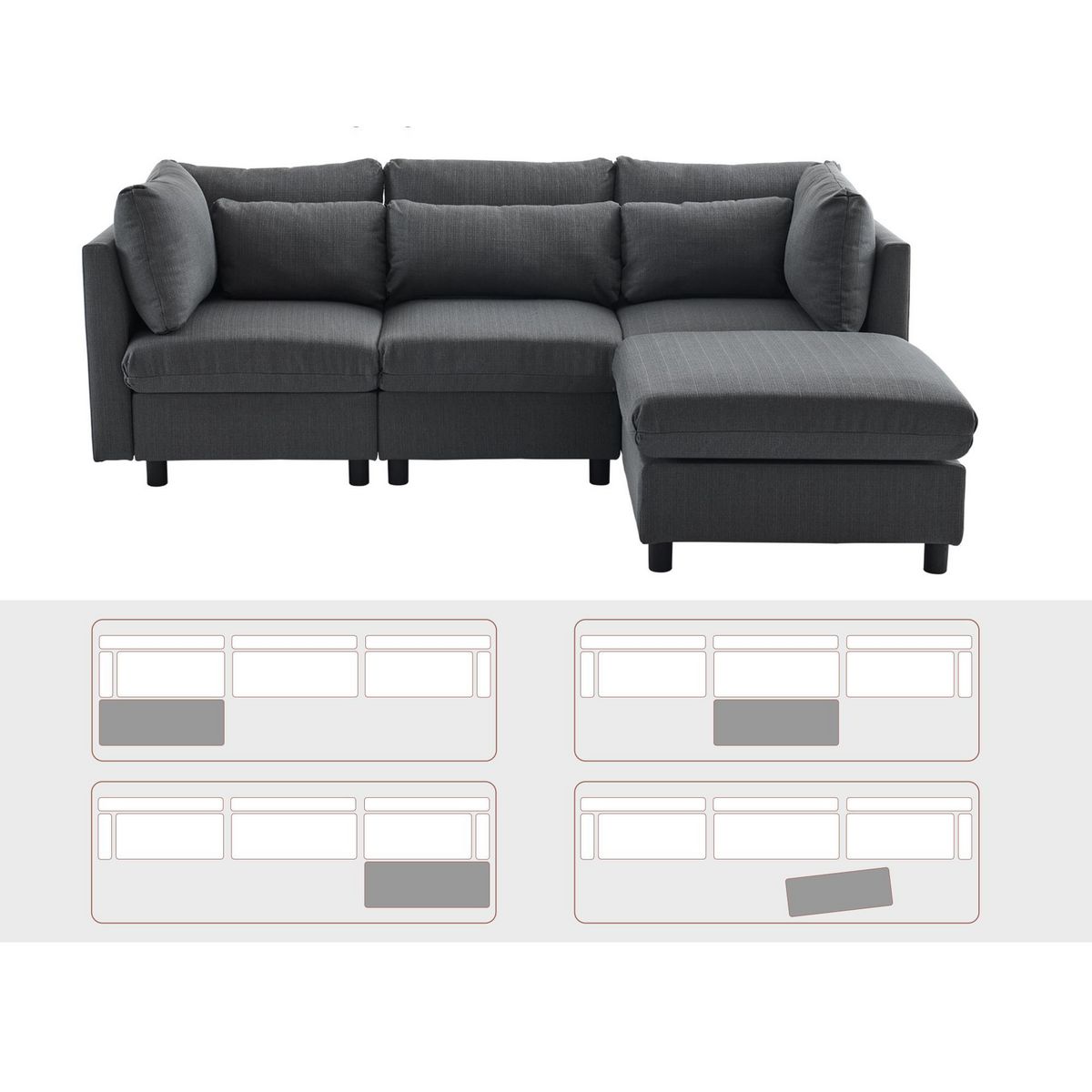 MERAX Canapé Angle Fixe Méridienne Réversible Lin