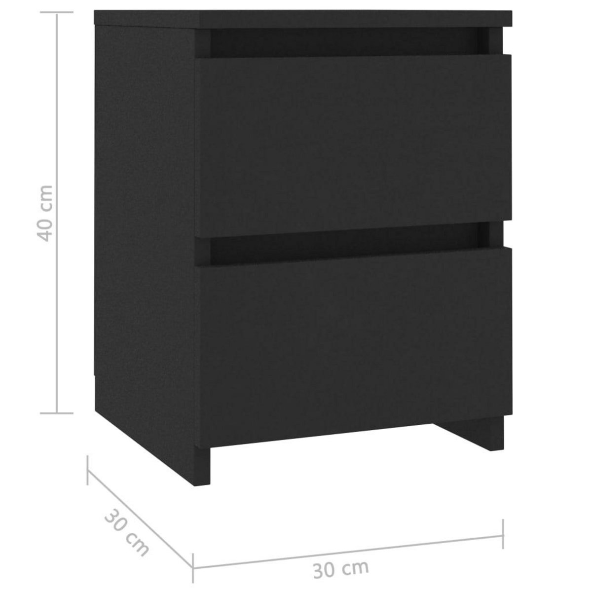 VIDAXL Table de chevet Noir 30x30x40 cm Bois d'ingenierie