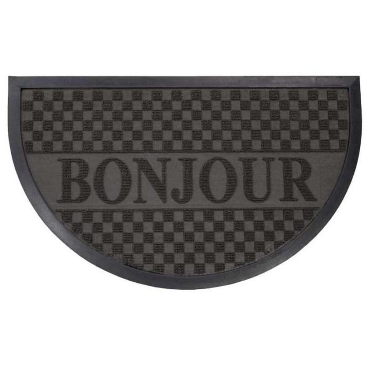 Paris Prix Tapis d'Entrée Demi-Lune  Bonjour  45x75 cm Noir