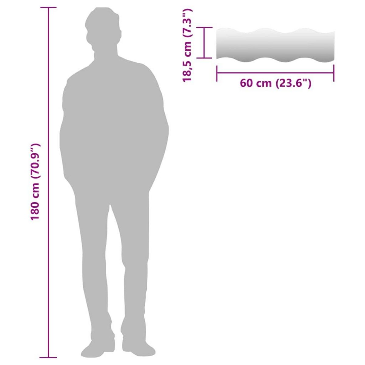 VIDAXL Miroir mural 4 pcs 60 x 18,5 cm Ondule Verre