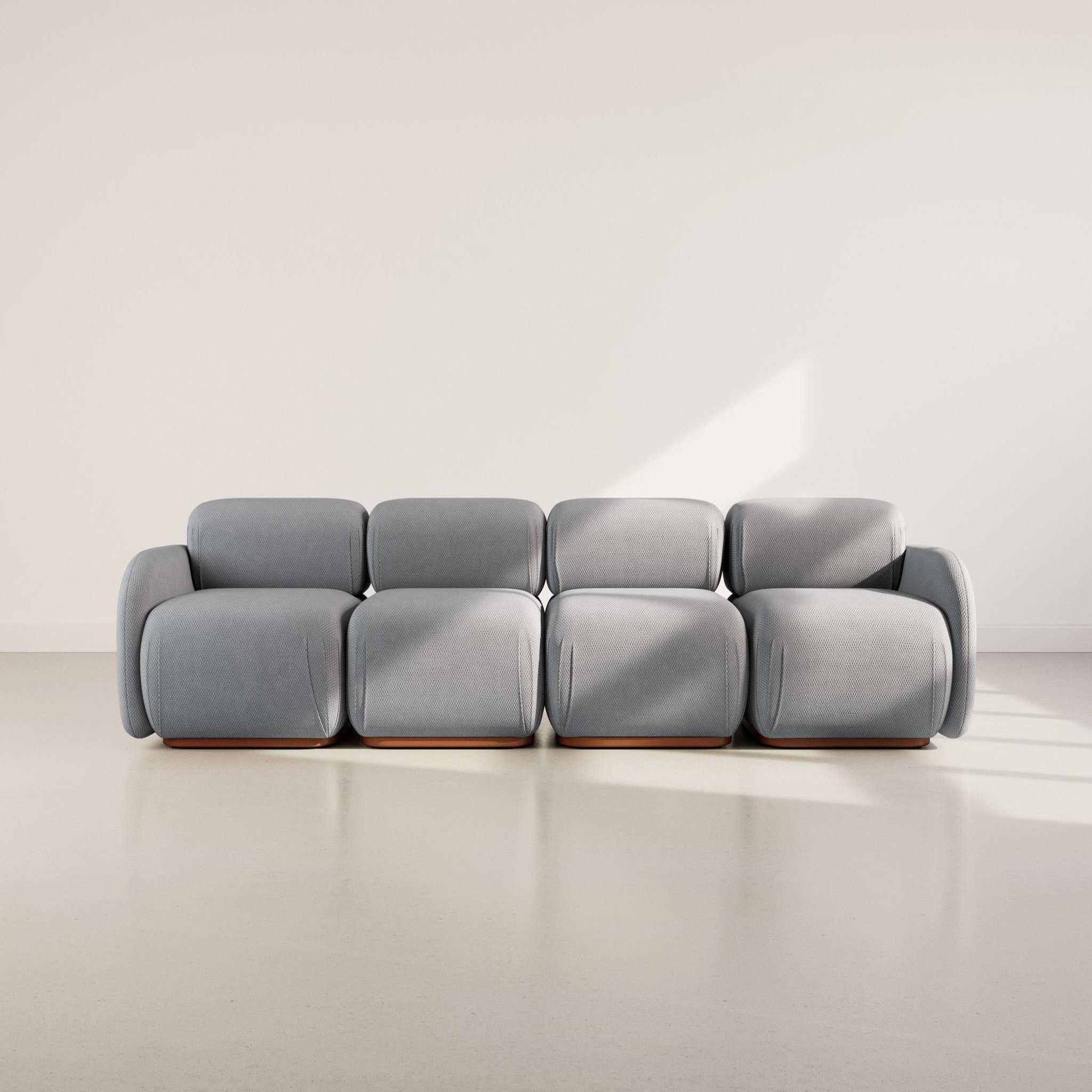 Voir la diapositive 2 : LISA DESIGN Penelope - canapé droit modulable 4 places en velours texturé