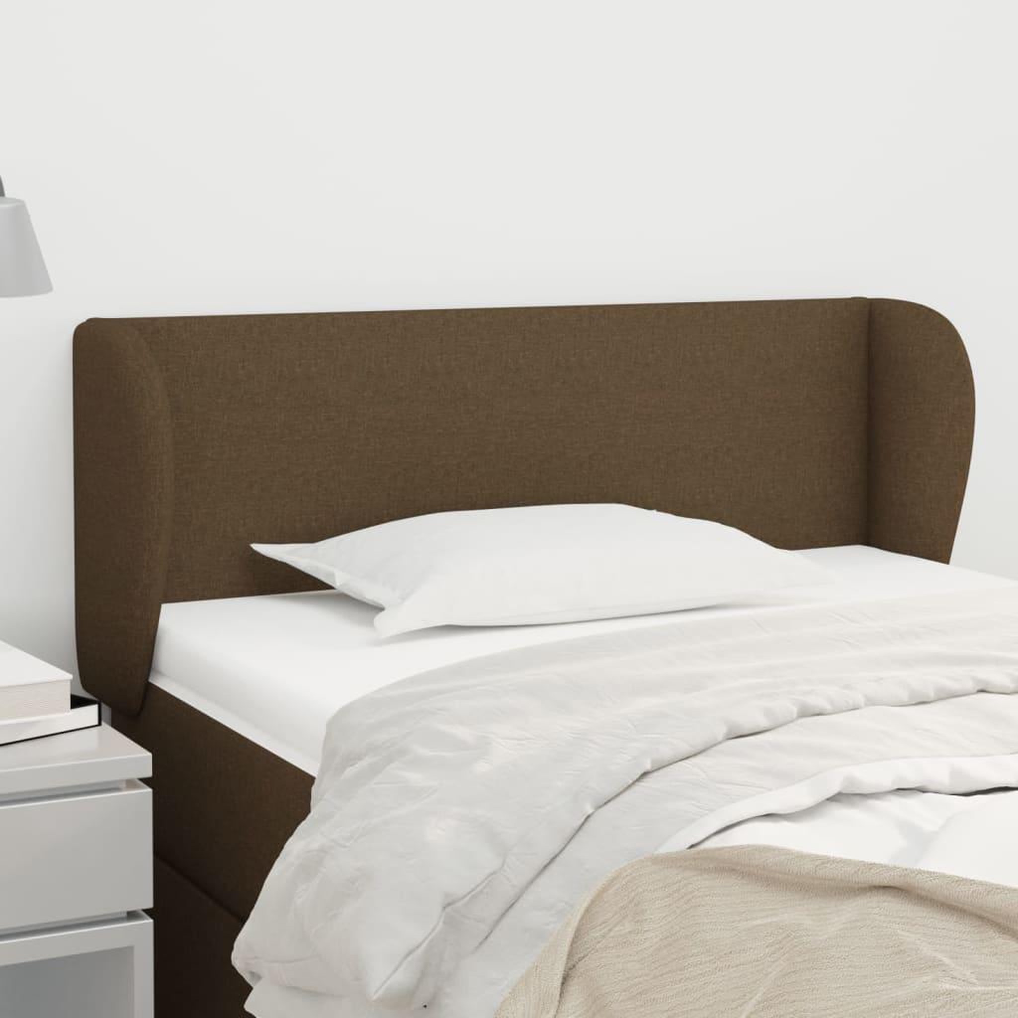 Voir la diapositive 1 : VIDAXL Tete de lit avec oreilles Marron fonce 93x23x78/88 cm Tissu