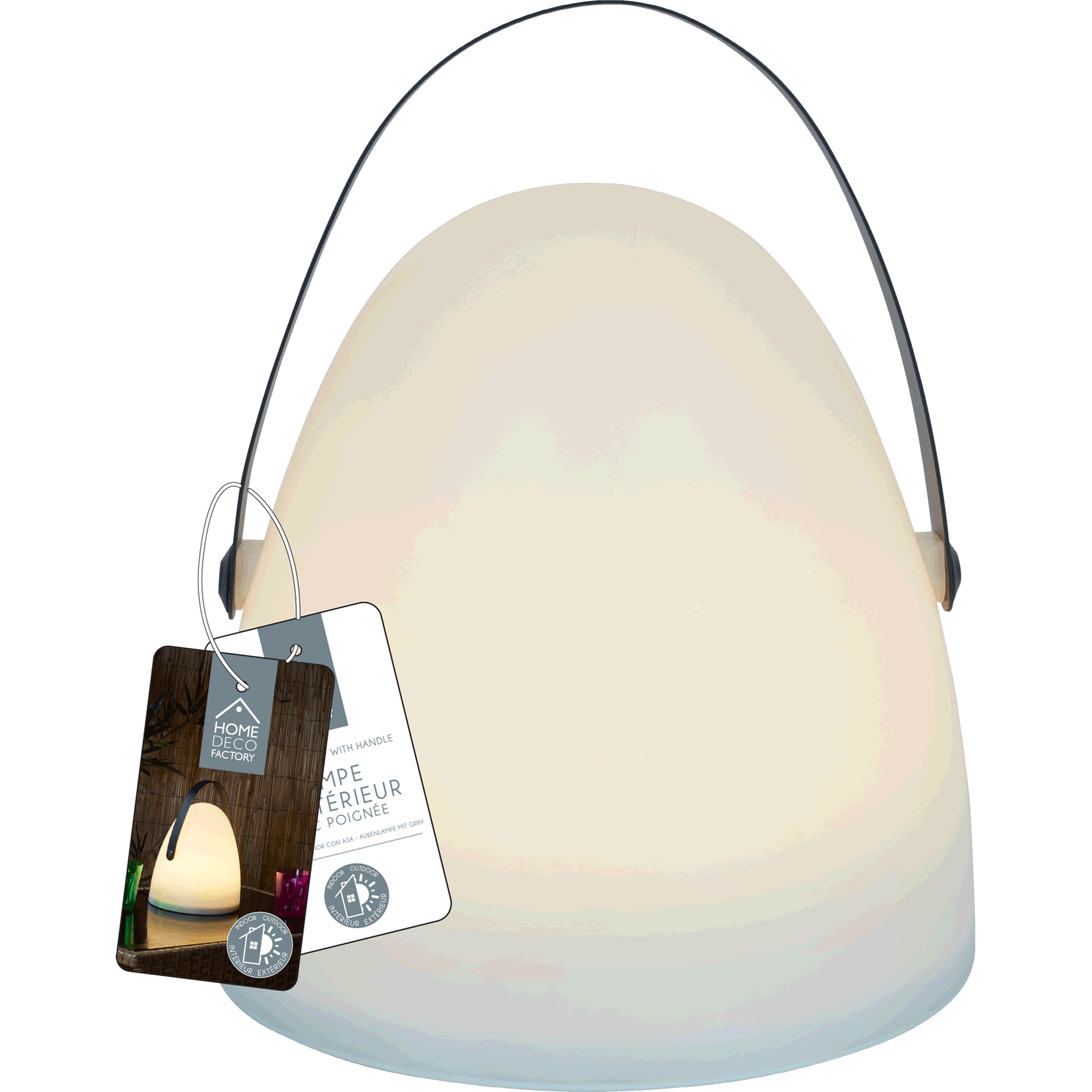 Voir la diapositive 3 : TOILINUX Lampe d'extérieur à poser avec poignée - hauteur 30 cm - blanc et noir