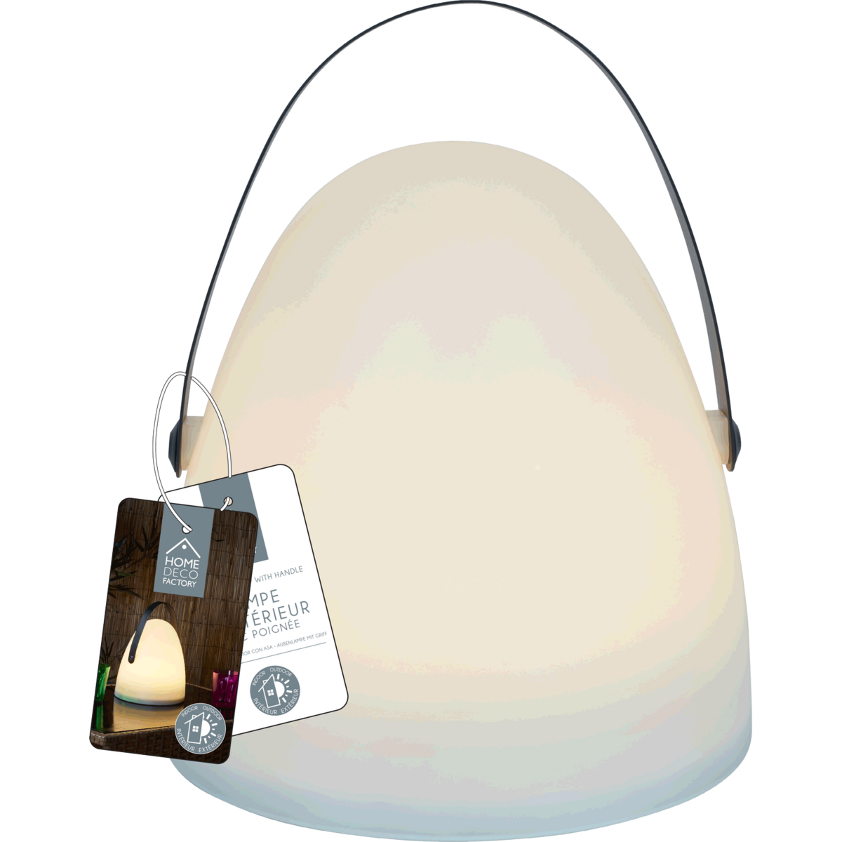 TOILINUX Lampe d'extérieur à poser avec poignée - Hauteur 30 cm - Blanc et Noir