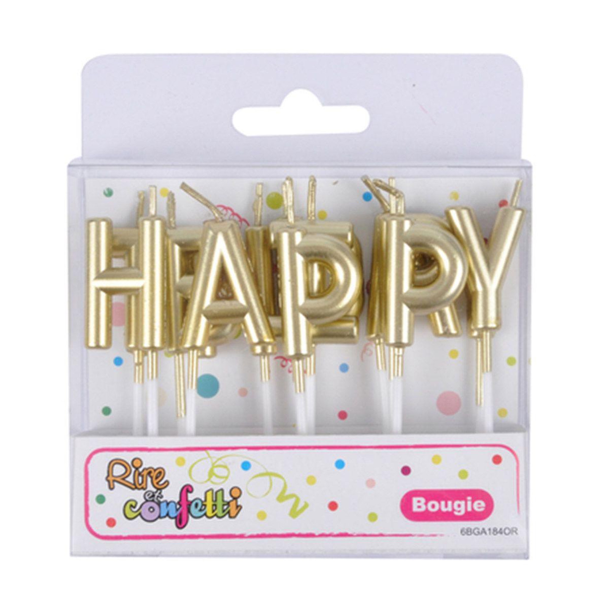 Voir la diapositive 2 : HOMEA Lot de 13 Bougies  Happy Birthday  8cm Or
