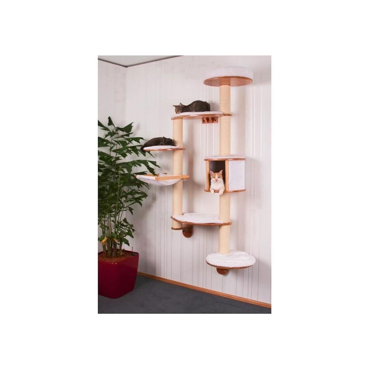 KERBL KERBL - Arbre a chats mural DOLOMIT XL - 185 cm Blanc Tronc ø 10cm - Sisal et textile -
