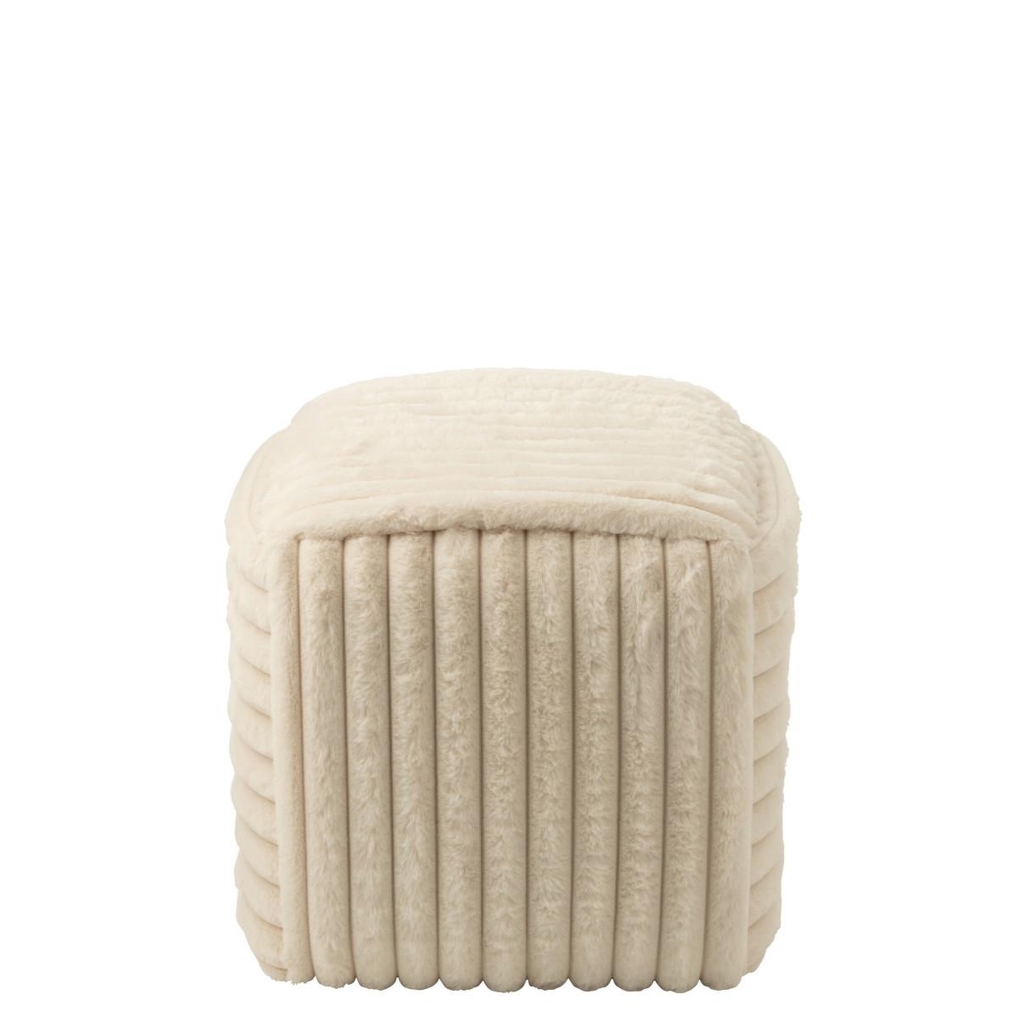 Voir la diapositive 3 : J-LINE Pouf carré côtelé  nuage  45cm beige