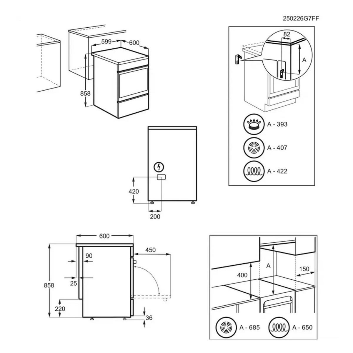ELECTROLUX Cuisinière vitrocéramique 58l 4 feux inox - LKR664166X